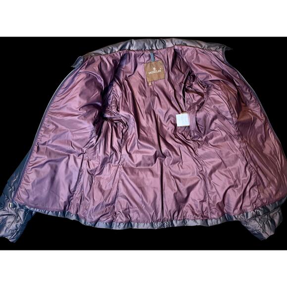 Archival Moncler Plum Down Jacket Size 2 Gold Zip Fitted Coat - Picture 5 of 10